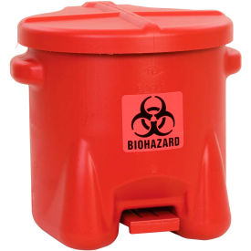 Eagle 10 Gallon Safety Poly Biohazardous Waste Can Red - 945BIO 945BIO