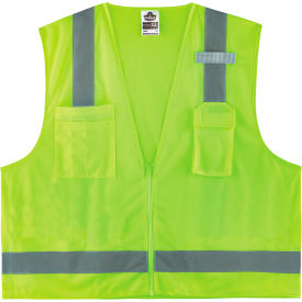 Ergodyne GloWear 8249Z-S Hi-Vis Surveyors Vest Class 2 Economy Single Size 3XL Lime 24507