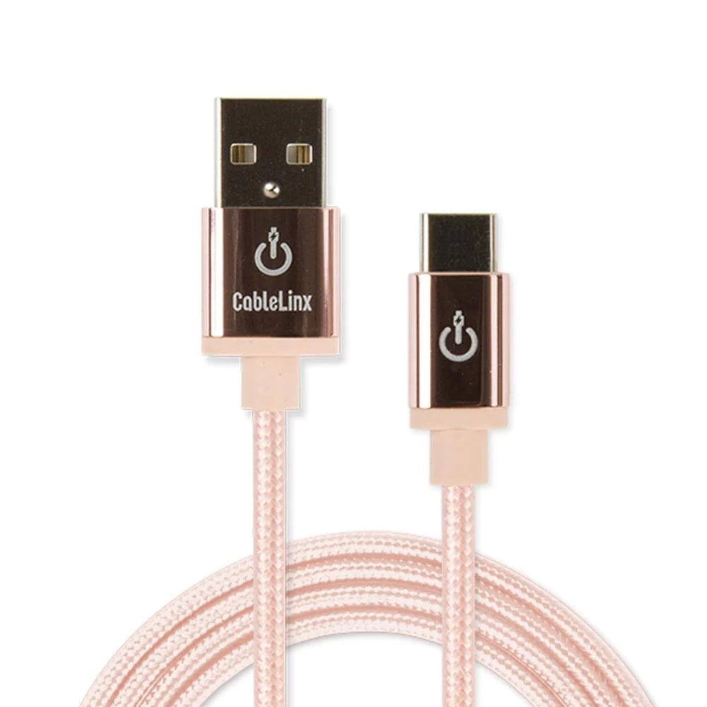 Limitless Innovations Cablelinx Elite USB Type-C To USB Type-A Braided Cable, 6ft, Rose Gold, USBC-A72-004-GC (Min Order Qty 3) MPN:USBC-A72-004-GC