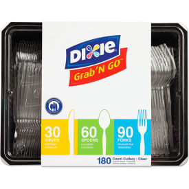 Dixie® Heavyweight Combo Pack Tray w/ Plastic Utensils Clear 90 Forks 30 Knives 60 Spoons DXECH0369DX7PK