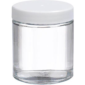 Wheaton® 4 oz Glass Jars Straight Side Clear Poly Vinyl Liner Case of 24 W216904