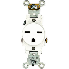 Leviton 5651-W 15A 250V Single Receptacle White - Pkg Qty 10 5651-W