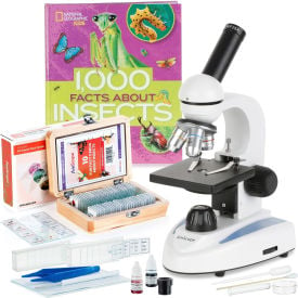 AmScope 40X-1000X Portable Monocular Student Microscope w/Premium Insect Exploration Kit M149C-BKI-SP18-PSI