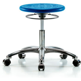 Blue Ridge Ergonomics™ Cleanroom Stool with Casters - Desk Height - Blue CLR-IPDHSO-CR-CC-BLU