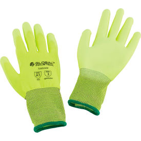 GoVets™ Flat Polyurethane Coated Gloves Hi-Viz Lime Medium - Pkg Qty 12 604M708