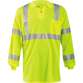 Occunomix LUX-LSPP3B-Y3X Birdseye Polo Wicking & Cooling Long Sleeve Class 3 Yellow 3XL LUX-LSPP3B-Y3X