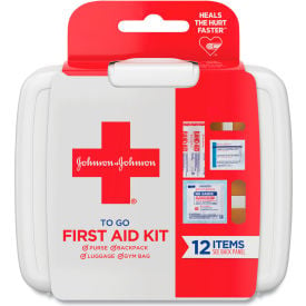 Johnson & Johnson Red Cross 8295 Mini First Aid To Go Kit 12 Pieces Plastic Case 8295