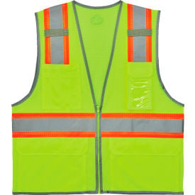 Ergodyne GloWear 8246Z-S Two-Tone Mesh Hi-Vis Safety Vest Class 2 Single Size S Lime 24562