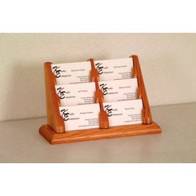 6 Pocket Counter Top Business Card Holder - Medium Oak BCC2-6MO