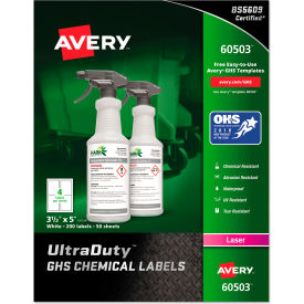 Avery® GHS Chemical Waterproof & UV Resistent Labels Laser 3-1/2