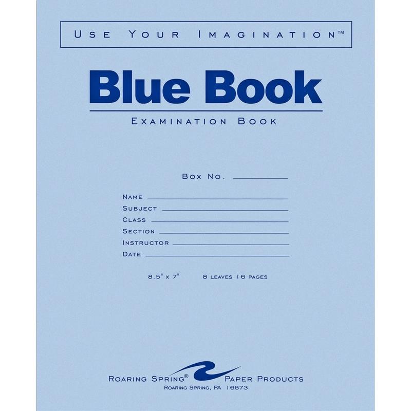 Roaring Spring Blue Book Wide-Ruled Examination Books, 7in x 8 1/2in, Pack Of 50 (Min Order Qty 4) MPN:77512