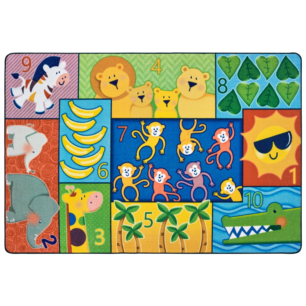 Carpets for Kids Pixel Perfect Collection Jungle Jam Counting and Seating Rug, 6ft x 9ft, Multicolor MPN:62216