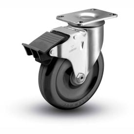 Colson® 2 Series Swivel Plate Caster 2.04256.53 BRK5 Polyolefin Total Lock Brake 4