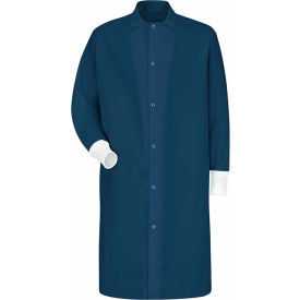 Red Kap® Gripper-Front Butcher Coat W/Knit Cuffs Pocket-less Spun Polyester Navy 2XL KS60NVRGXXL