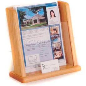 Wooden Mallet Countertop Literature Display with Business Card Pocket Light Oak LHT1LO