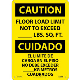 Bilingual Plastic Sign - Caution Floor Load Limit Not To Exceed ESC87RB