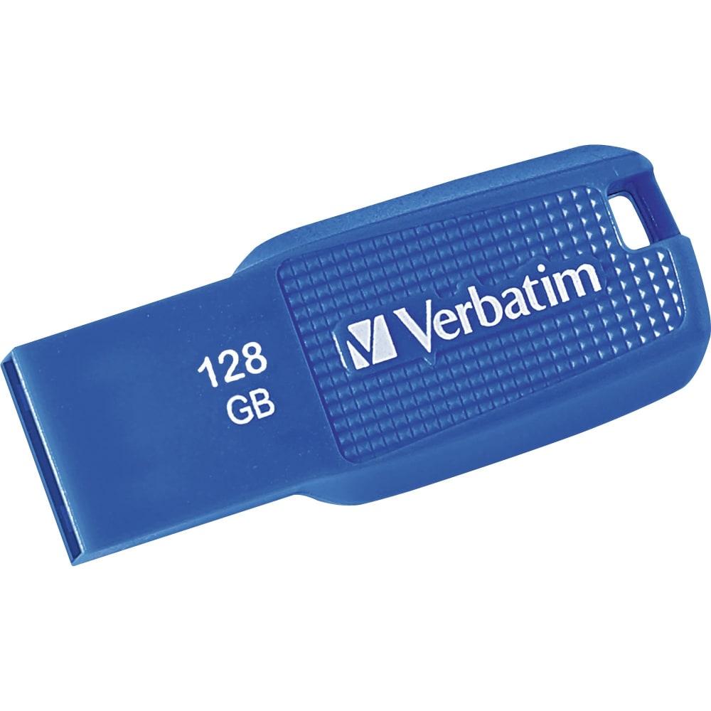 Verbatim 128GB Ergo USB 3.0 Flash Drive - Blue - The Verbatim Ergo USB drive features an ergonomic design for in-hand comfort and COB design for enhanced reliability. (Min Order Qty 4) MPN:70880