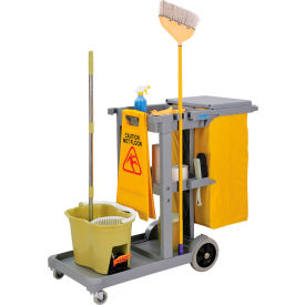 GoVets™ Janitor Cart Gray with 25 Gallon Vinyl Bag 590603