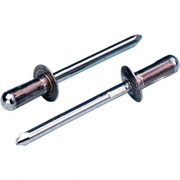 Open End Blind Rivet: Size 4, Dome Head, Steel Body, Steel Mandrel MPN:POP01624-00612