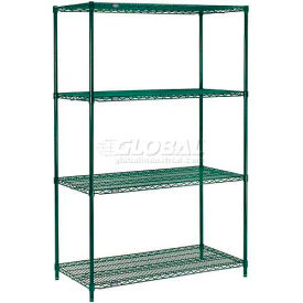 Nexel® 4 Shelf Poly-Green® Wire Shelving Unit Starter 24