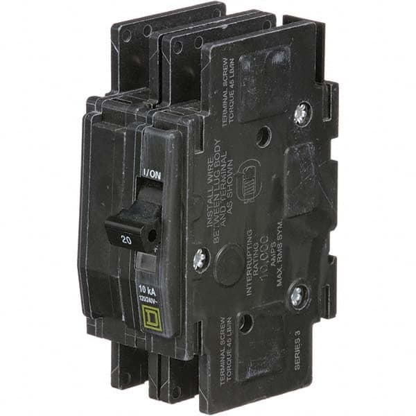 20 Amp, 240 VAC, 2 Pole, Panel Mount Miniature Circuit Breaker MPN:QOU220