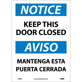 NMC™ Bilingual Vinyl Sign Notice Keep This Door Closed 10