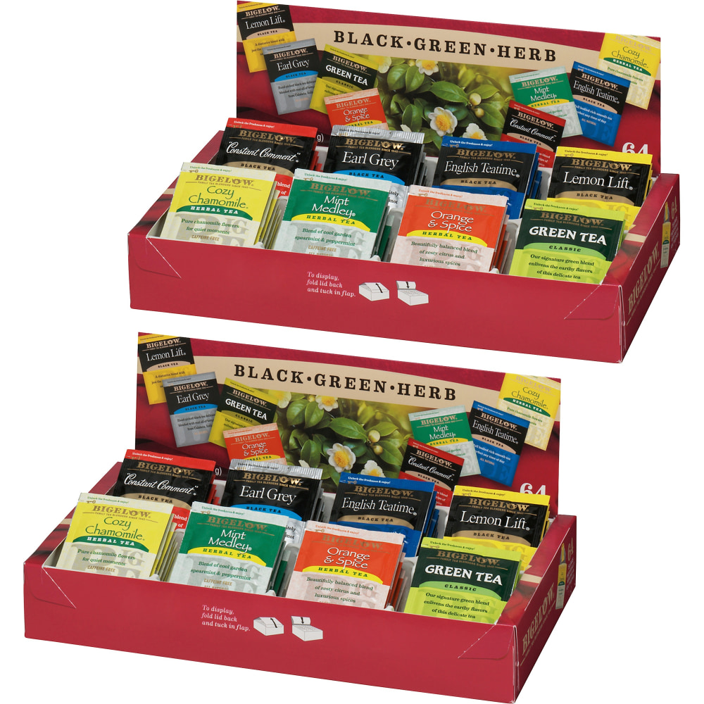 Bigelow Assorted Flavor Herbal Tea, Black Tea, Green Tea Bag - 128 / Bundle (Min Order Qty 2) MPN:BTC10568BD