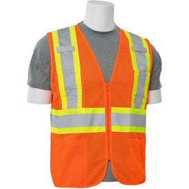 ERB® Aware Wear® S383P ANSI Class 2 Safety Vest Zipper Closure 3XL Hi-Viz Orange WEL61827HO3X