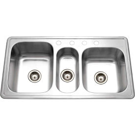 Houzer® PGT-4322-1 Drop In Stainless Steel 4-Hole Triple Bowl Kitchen Sink PGT-4322-1