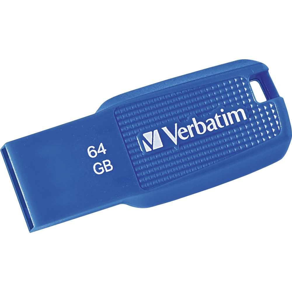 Verbatim 64GB Ergo USB 3.0 Flash Drive - Blue - The Verbatim Ergo USB drive features an ergonomic design for in-hand comfort and COB design for enhanced reliability. (Min Order Qty 6) MPN:70879