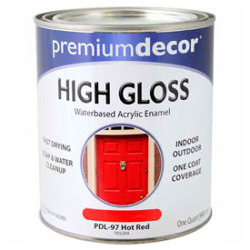 Premium Dcor Waterborne Acrylic Enamel Gloss Finish Hot Red Quart - 705204 705204