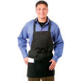 Chef Revival Bib Apron 28X27 3 Lower Pockets Black 602PS-BK