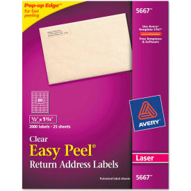 Avery® Easy Peel Laser Mailing Labels 1/2 x 1-3/4 Clear 2000/Box 5667