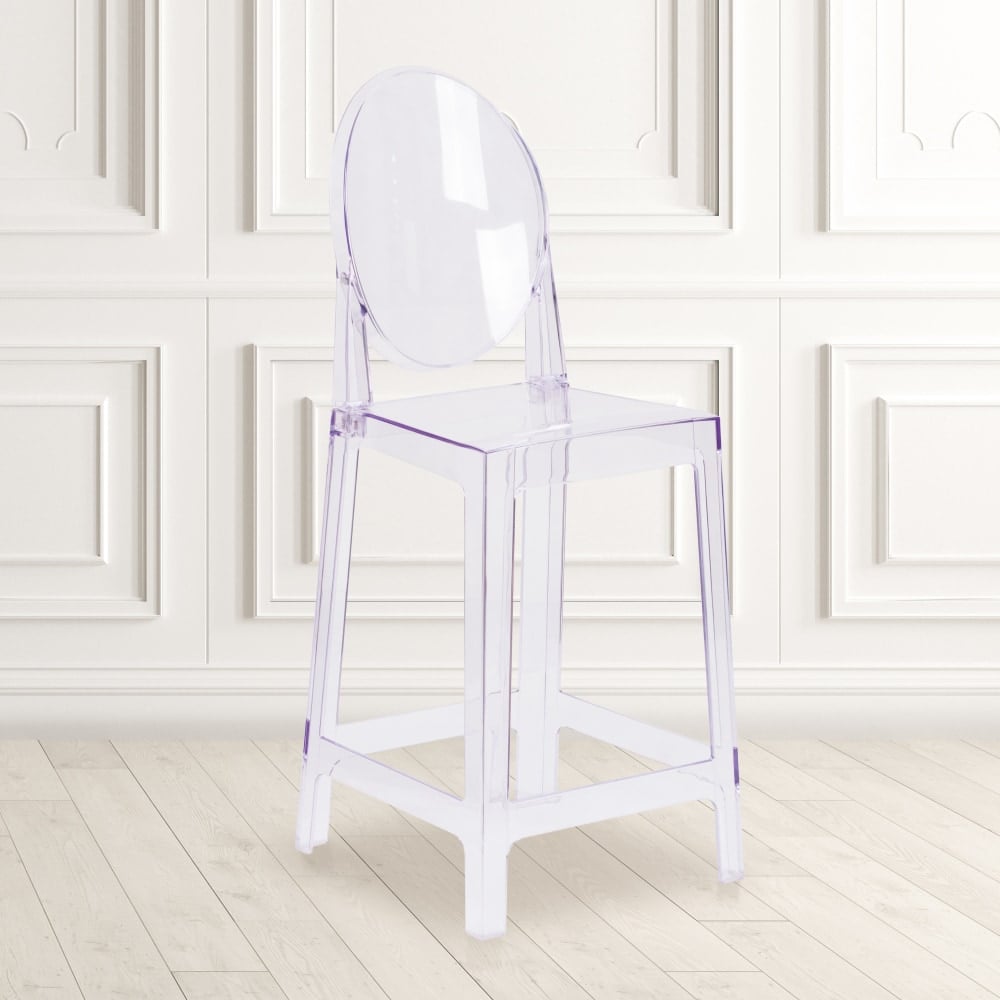 Flash Furniture Ghost Counter Stool With Oval Back, Transparent Crystal MPN:OWGHOSTBACK24