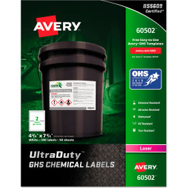 Avery® GHS Chemical Waterproof & UV Resistent Labels Laser 4-3/4