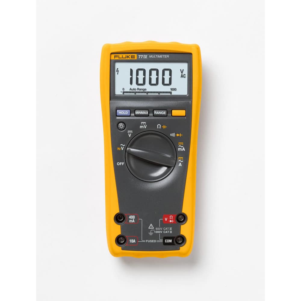 Multimeters, Maximum DC Voltage: 1000 , Maximum AC Current (mA): 400 , Maximum AC Voltage: 1000 , Maximum AC Current (A): 10  MPN:FLUKE-77-4 CAL