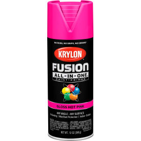 Krylon Fusion All-In-One Combination Aerosol Paint & Primer Gloss Hot Pink 12 oz. - Pkg Qty 6 K02708007