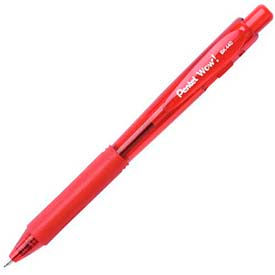 Pentel® Wow Ballpoint Retractable Pen Rubber Grip Medium Red Ink Dozen BK440B