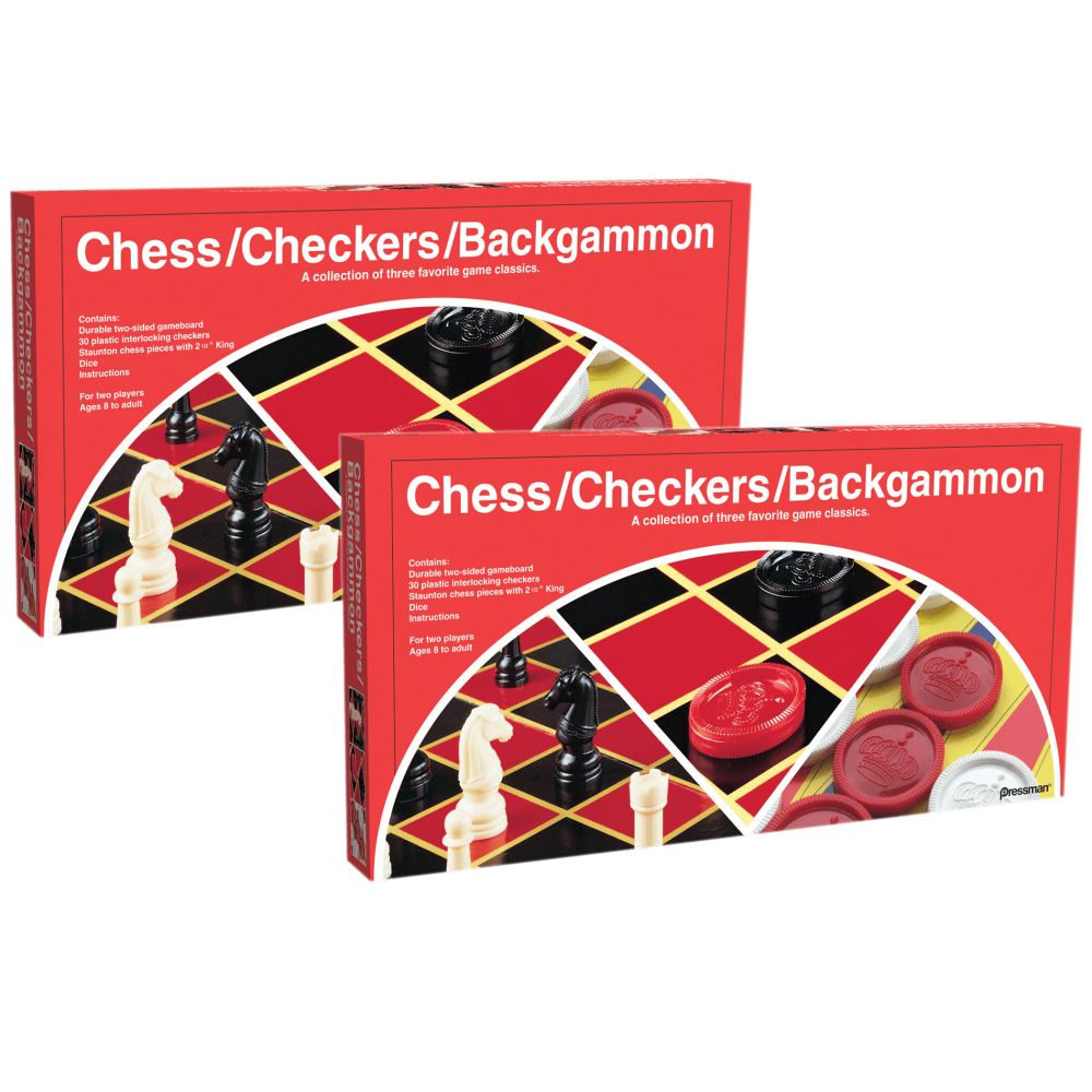 Pressman Toys Chess/Checkers/Backgammon Board Games, Grade 3 to 12, Pack Of 2 Board Games (Min Order Qty 3) MPN:PRE111312-2