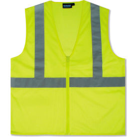 ERB® Aware Wear® S363 ANSI Class 2 Economy Mesh Safety Vest Zipper Closure 3XL Lime WEL61449HL3X