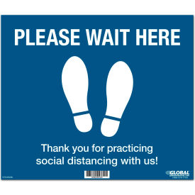 GoVets™ Blue Please Wait Here Floor Sign 14