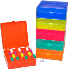 MTC™ Bio Storage Box with Hinged Lid For 1.5 ml Tubes 100 Place Yellow 5 Pack R1020-Y