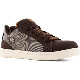 Volcom Stone Op Art Skate Inspired Work Shoes Composite Toe Size 10.5W Dark Brown/Khaki VM30507-W-10.5