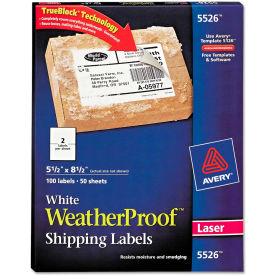 Avery® White Weatherproof Laser Shipping Labels 5-1/2 x 8-1/2 100/Pack 5526