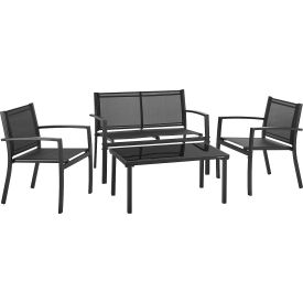 GoVets™ 4-Piece Outdoor Patio Set Glass Top Table Black 125BK348