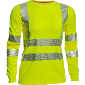 DRIFIRE® Women's Flame Resistant Hi-Vis T-Shirt L Tall Fluorescent Yellow TEEY2LSC3W-LGT