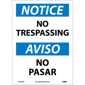 NMC™ Bilingual Vinyl Sign Round Corner Notice No Trespassing 10