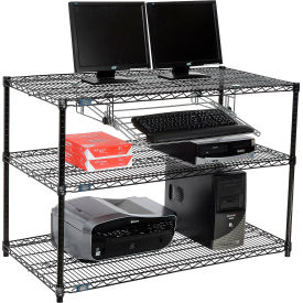 Nexel™ 3-Shelf Wire Computer LAN Workstation with Keyboard Tray 48