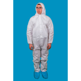 Anti-Static KeyGuard® Coverall w/ Hood Elastic Wrist White XL 25/Case CE-CVL-KG-HE-XL