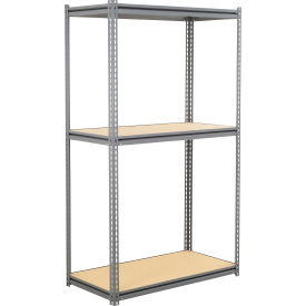 GoVets 3 Shelf Extra Heavy Duty Boltless Shelving Z Beam Starter 48Wx24Dx60H Wood Deck 836493